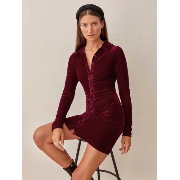 Reformation Dresses & Skirts - NWT Reformation Isa Velvet Dress Plum XL